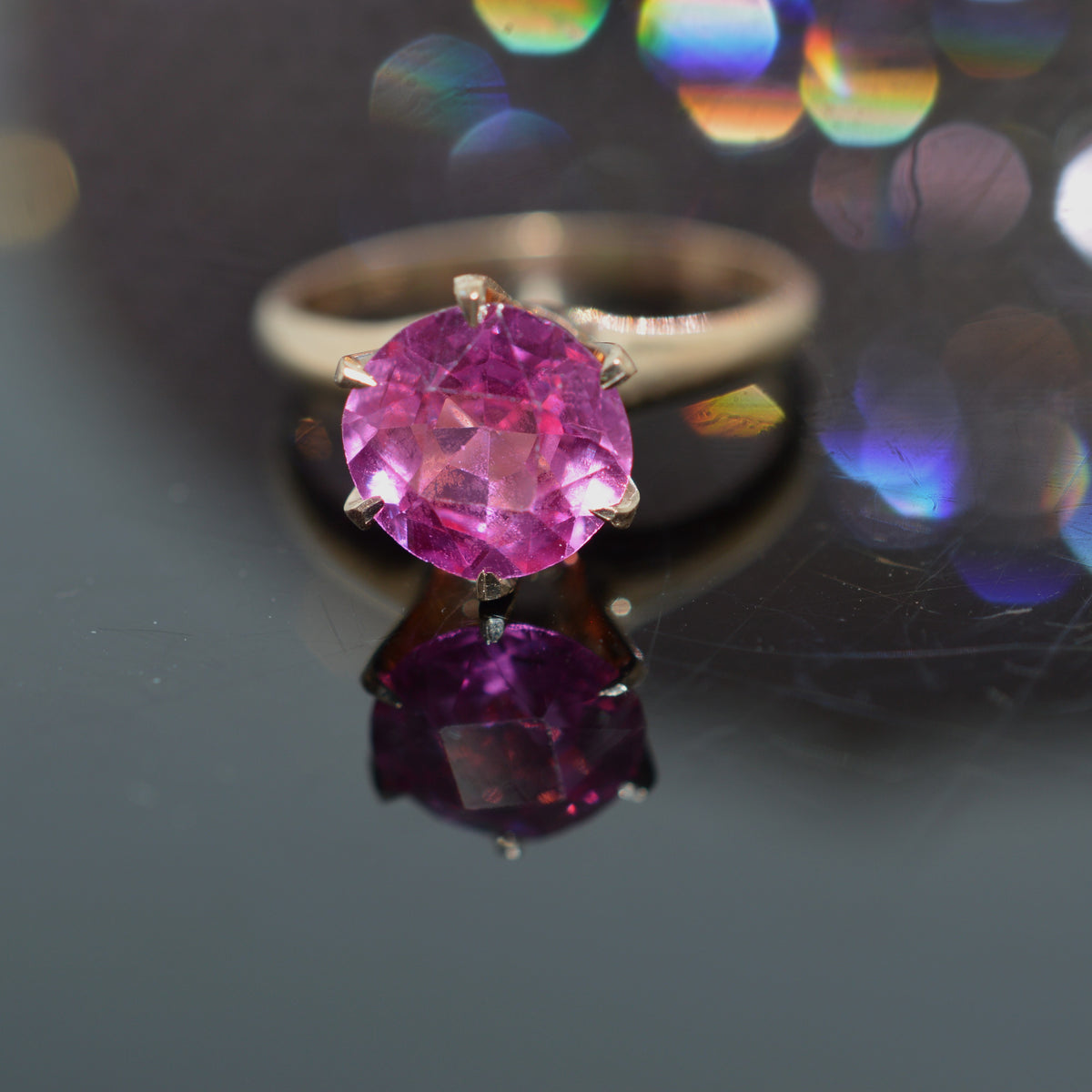 10K Yellow Gold Synthetic Ruby Ring by Ostby &amp; Barton