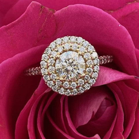 14K Two Tone Gold And Diamond Engagement Ring With A Total Weight Of 2.07 Carats
