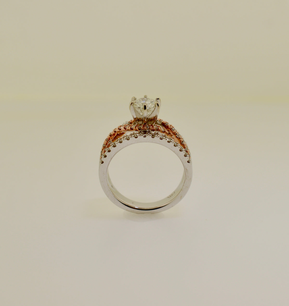 Two Tone Rose and White Gold Diamond Engagement Ring