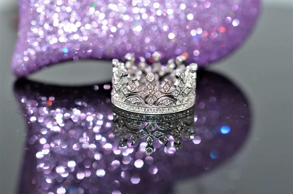 18k White Gold Diamond Crown Ring with 0.50ct of Diamonds