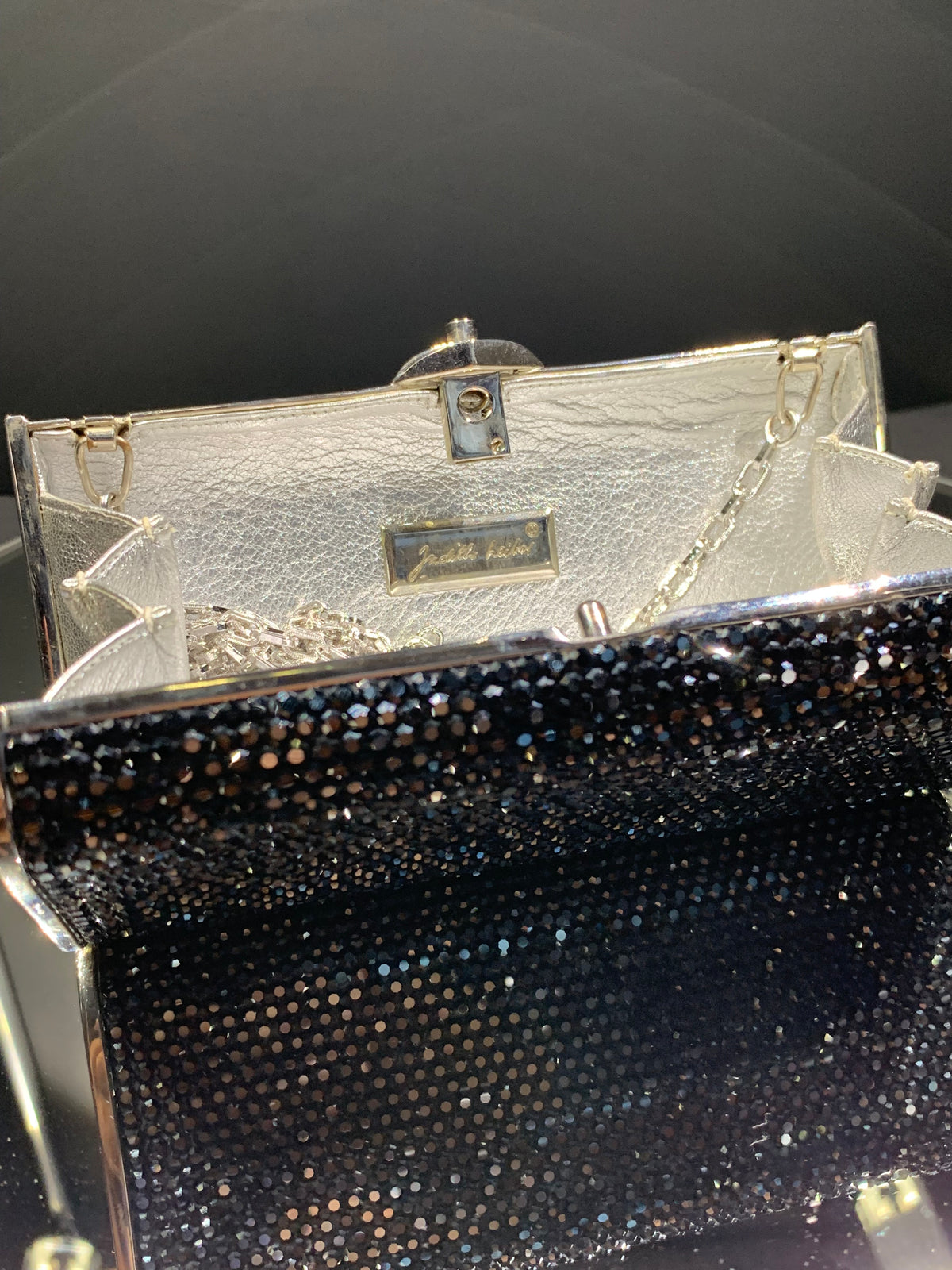 Silver Crystal Minaudiere Handbag by Judith Leiber
