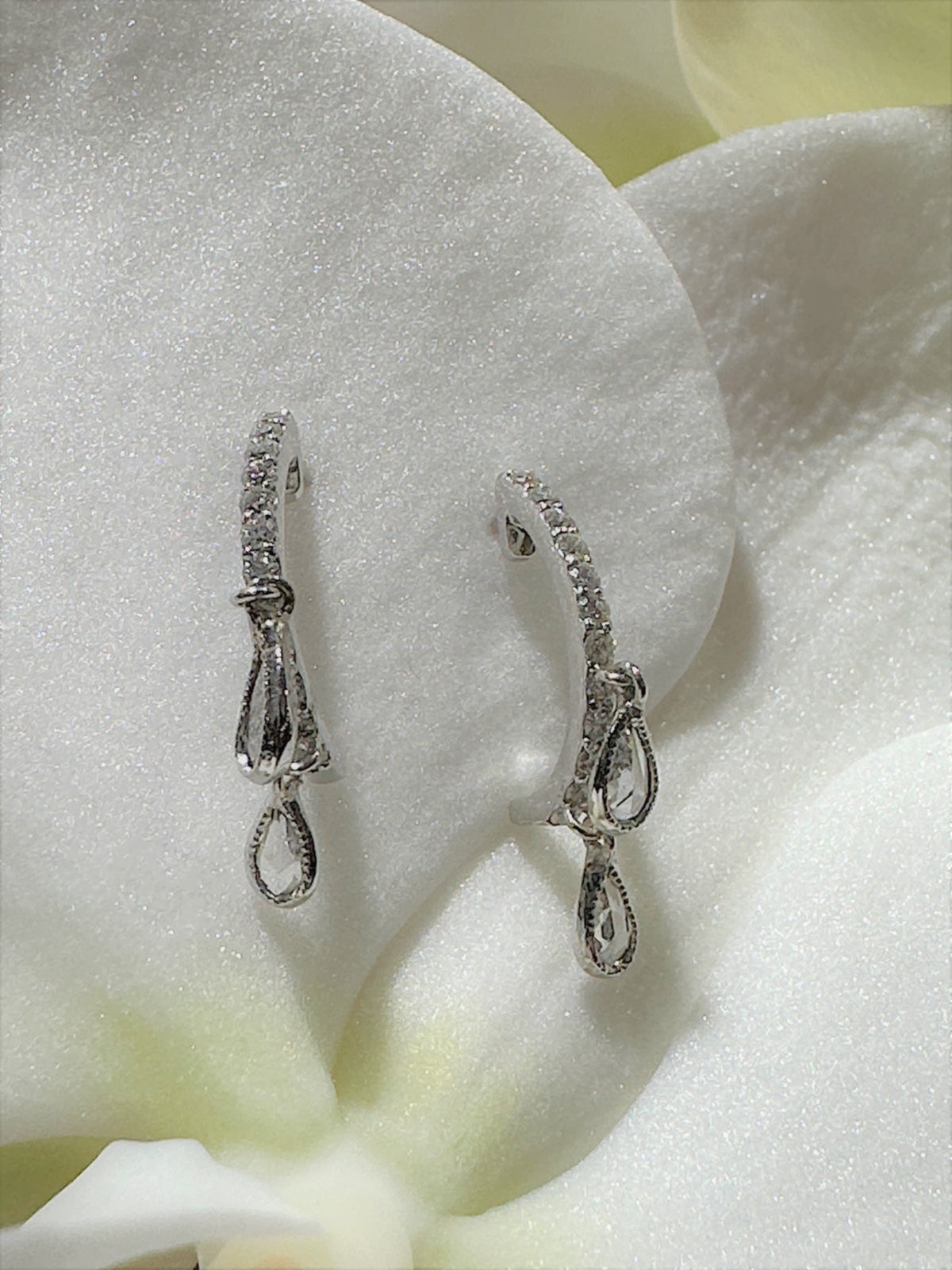 18K Rose Cut Diamond Drop Earrings by Vivaan