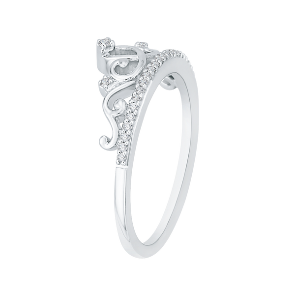 10K White Gold Diamond Tiara Ring with Round Diamonds