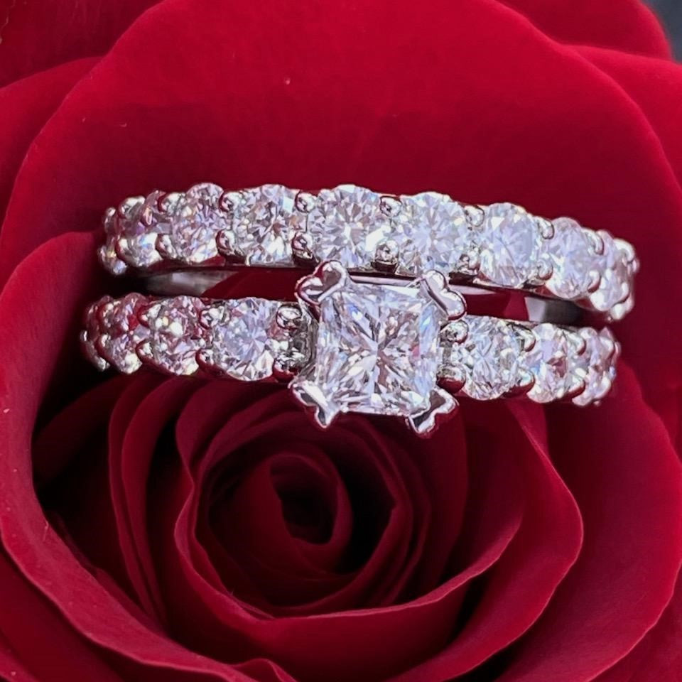 18K White Gold Diamond Engagement Ring Set by A. Jaffe
