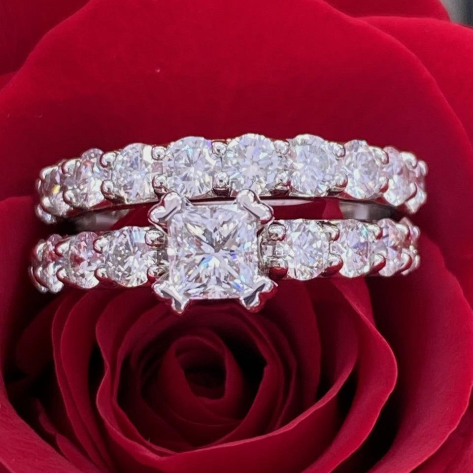 18K White Gold Diamond Engagement Ring Set by A. Jaffe