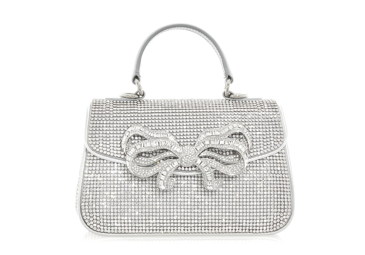 Crystal Bow Top Handle Crystal Minaudiere Handbag by Judith Leiber