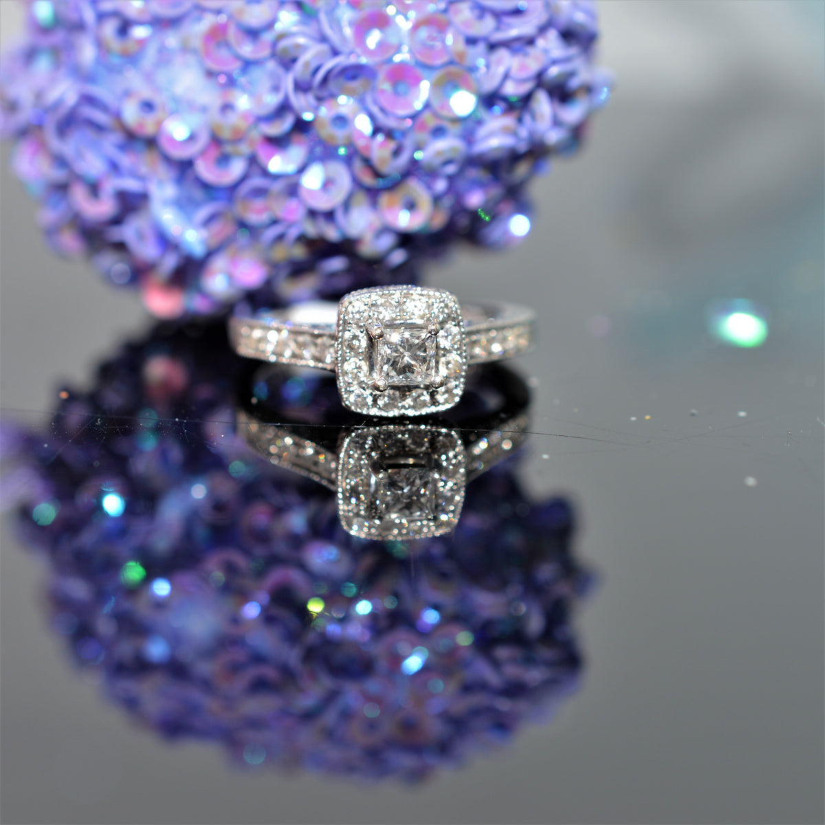14K White Gold Diamond Engagement Ring