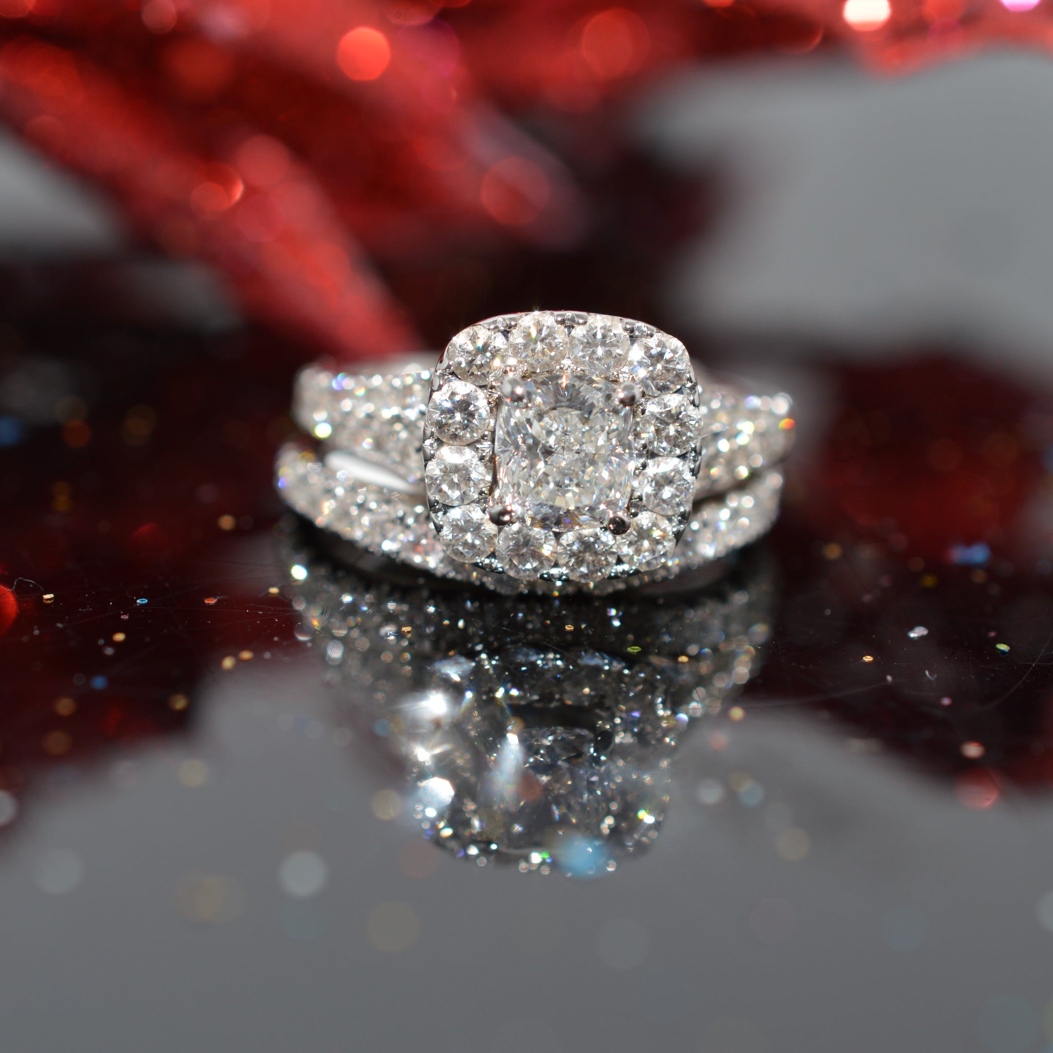 Cushion Cut Diamond Ring Neil Lane Vintage 14K White Gold Vintage