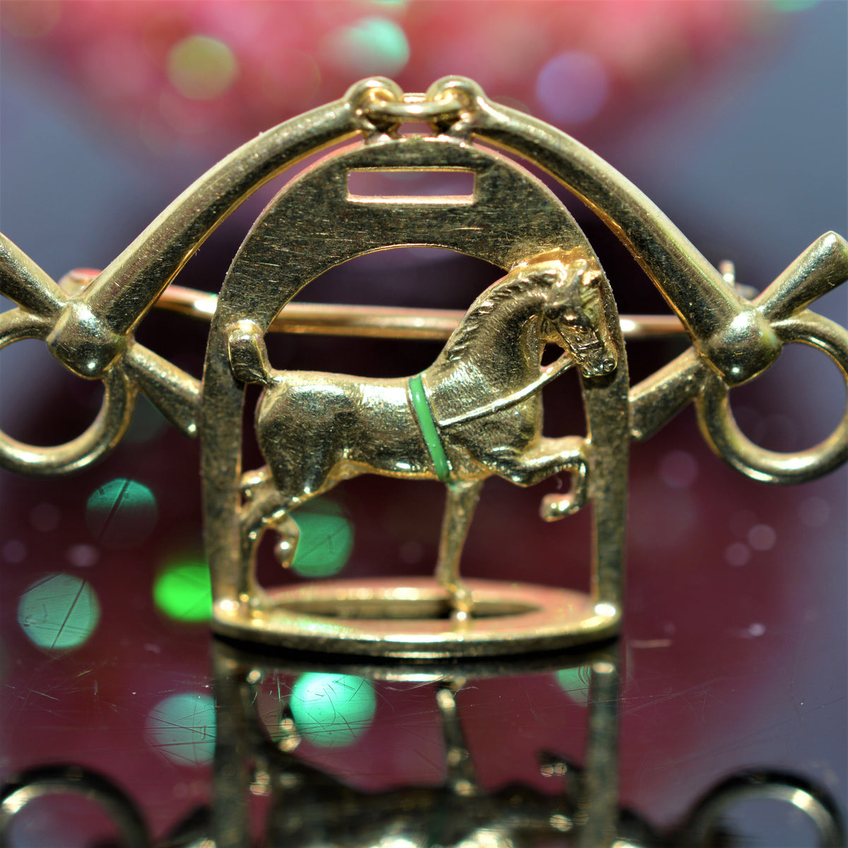 14K Yellow Gold Equestrian Brooch