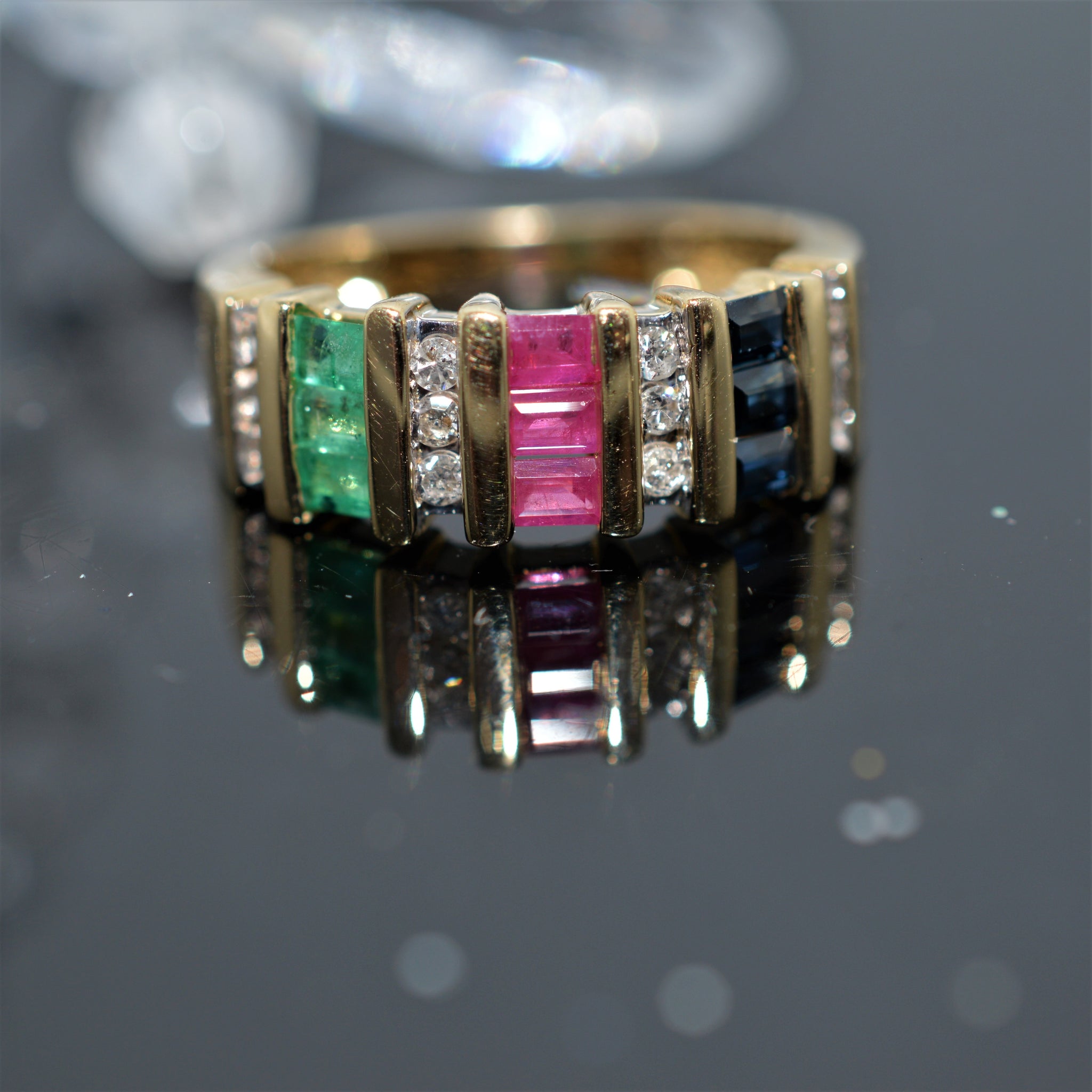 Ruby emerald online and sapphire ring