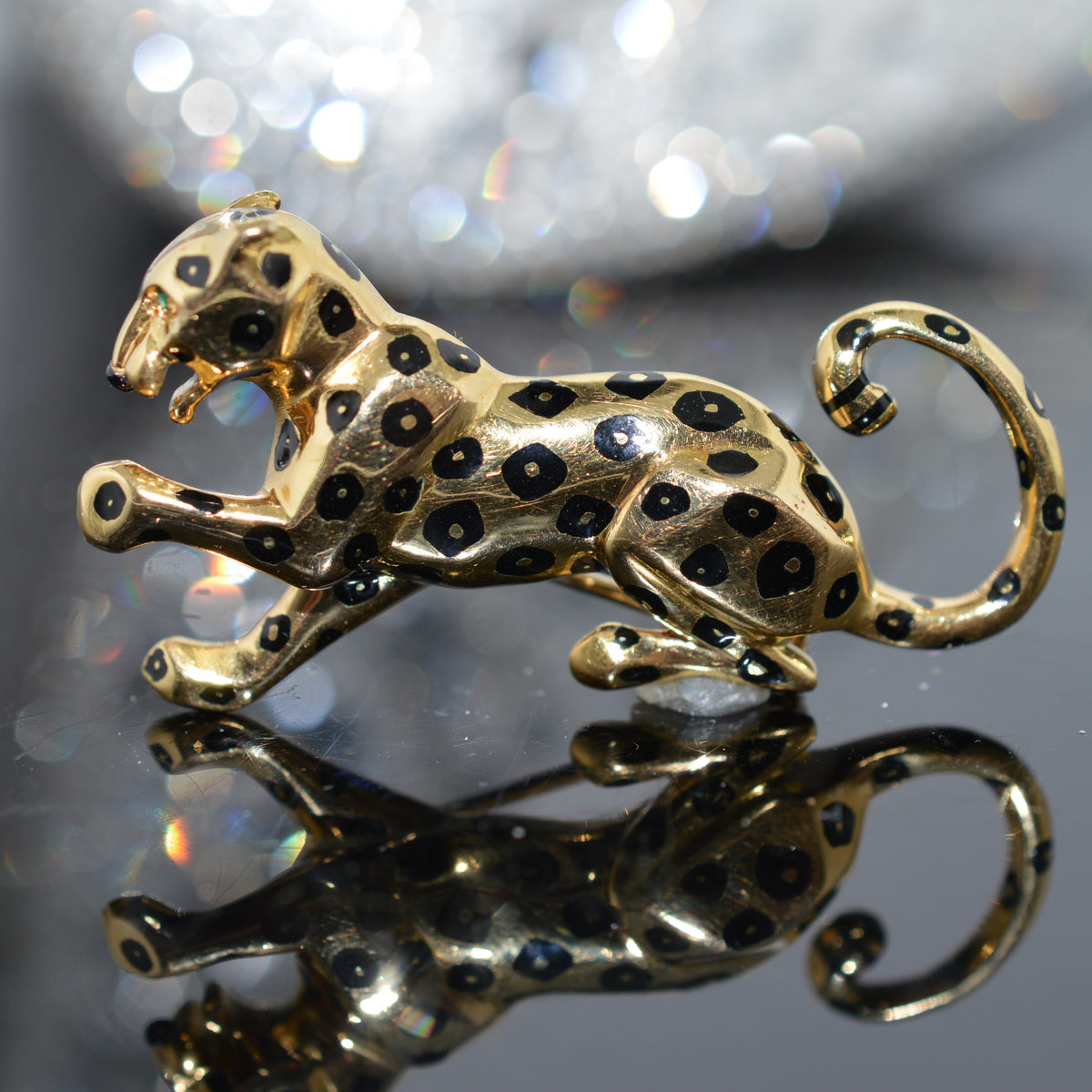 18K Yellow Gold Signed &quot;Cartier&quot; Panther Brooch