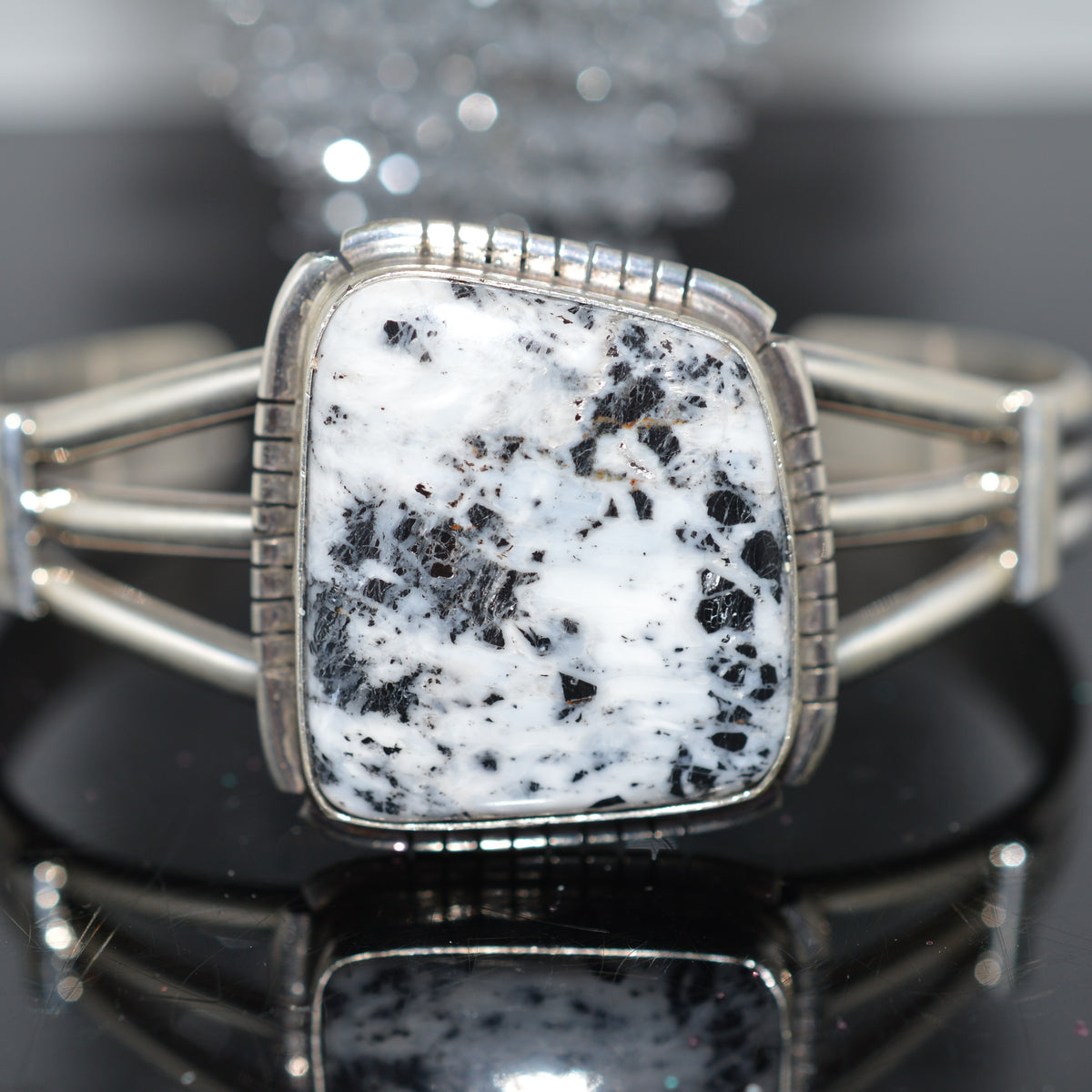 Sterling Silver White Buffalo Turquoise Cuff Bracelet
