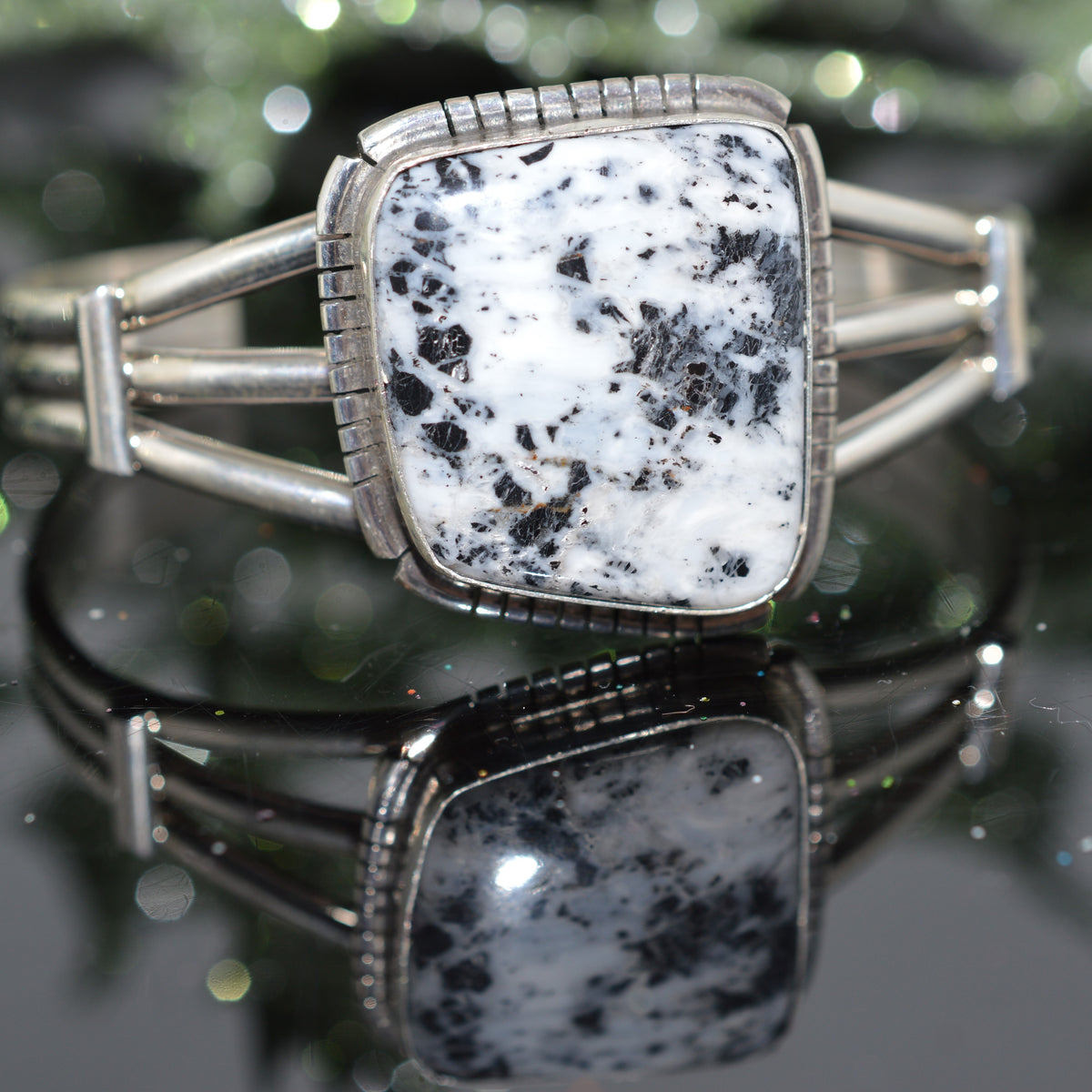 Sterling Silver White Buffalo Turquoise Cuff Bracelet