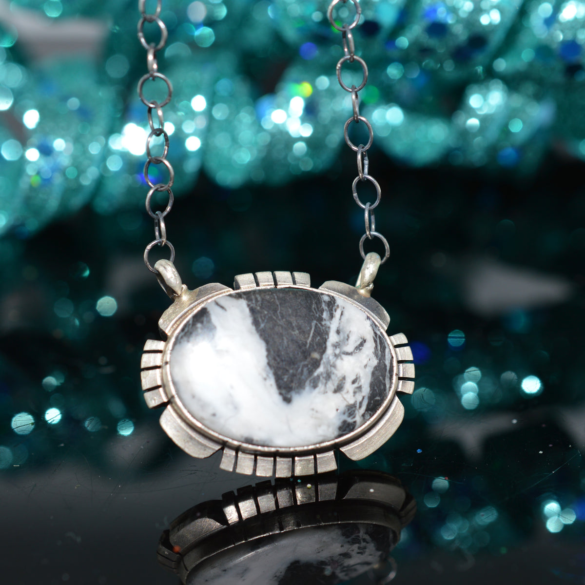 Sterling Silver White Buffalo Turquoise Necklace