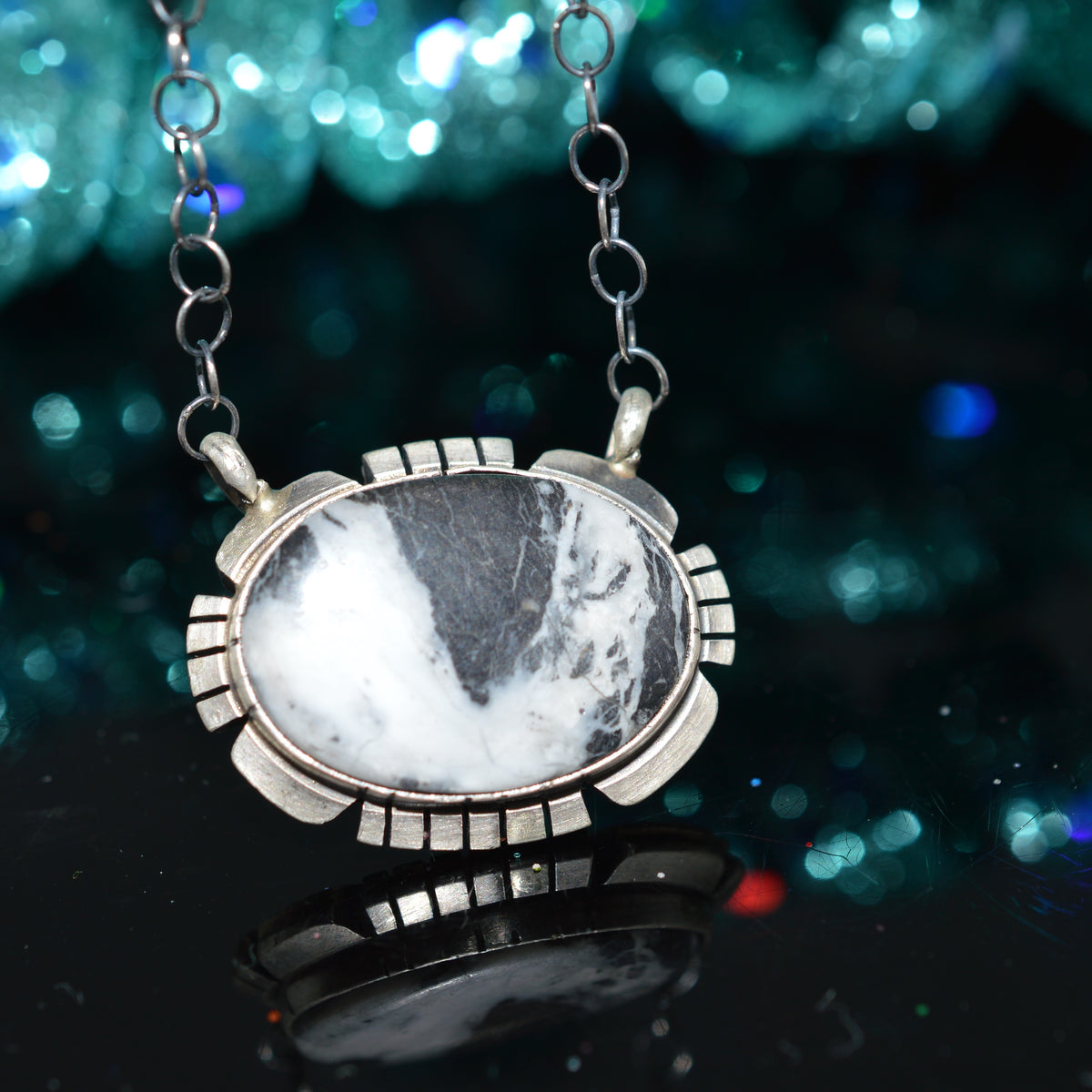 Sterling Silver White Buffalo Turquoise Necklace