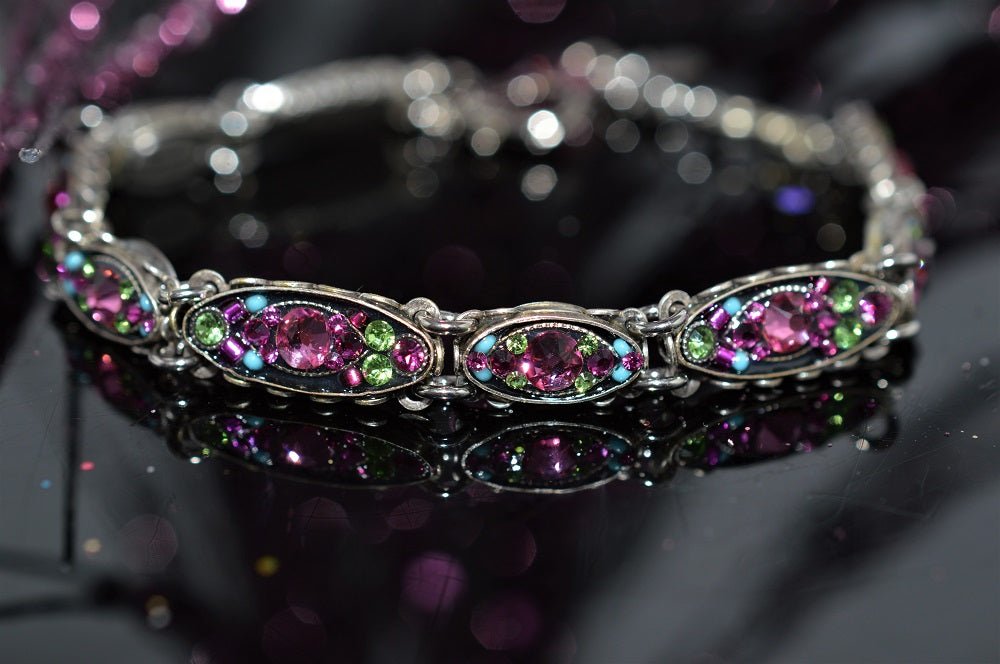 Antique Sterling Silver Plated Rose Sparkle Bracelet by Firefly