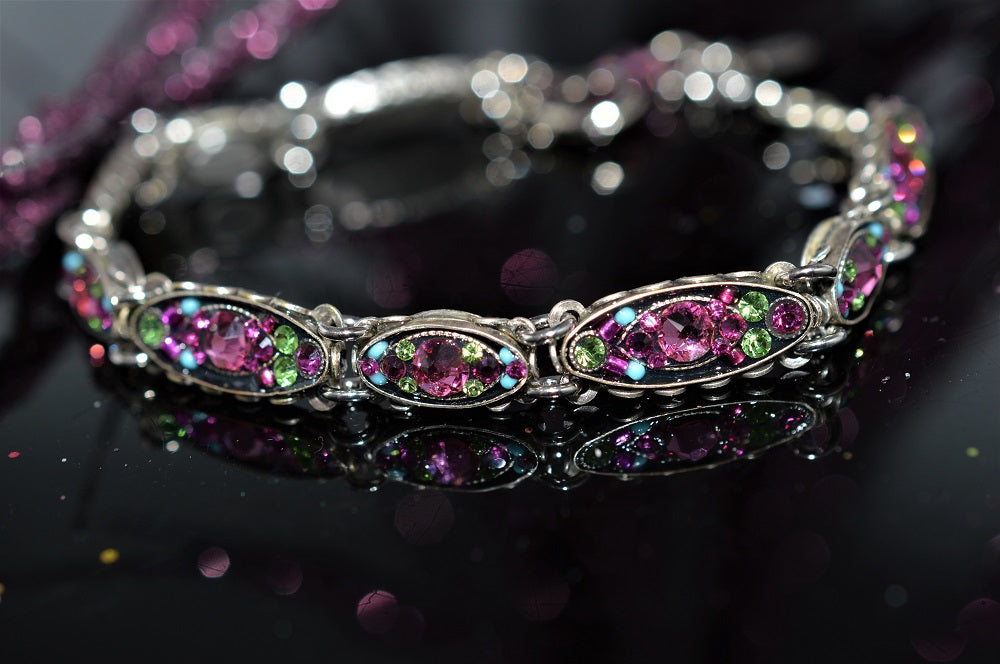 Antique Sterling Silver Plated Rose Sparkle Bracelet by Firefly