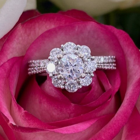 14K White Gold 2.02 Carat Total Weight Diamond Engagement Ring Set