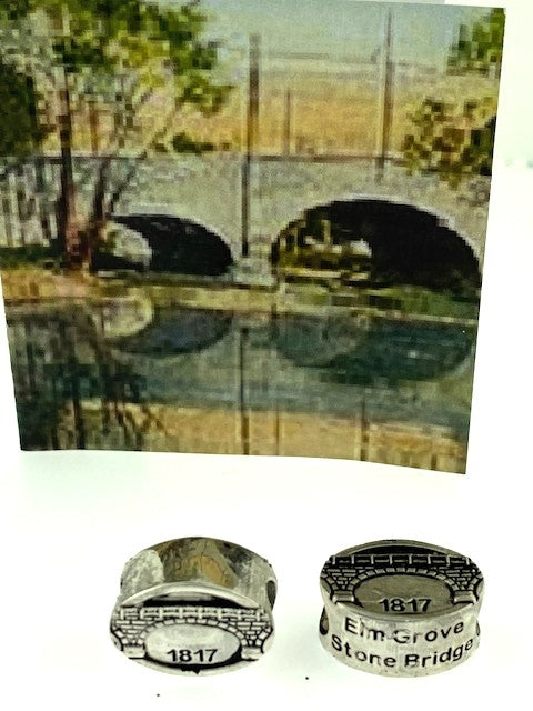 Hand Made Sterling Silver Elm Grove Stone Bridge Wheeling Bead