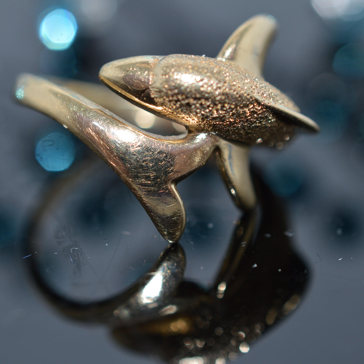 14K Yellow Gold Dolphin Ring
