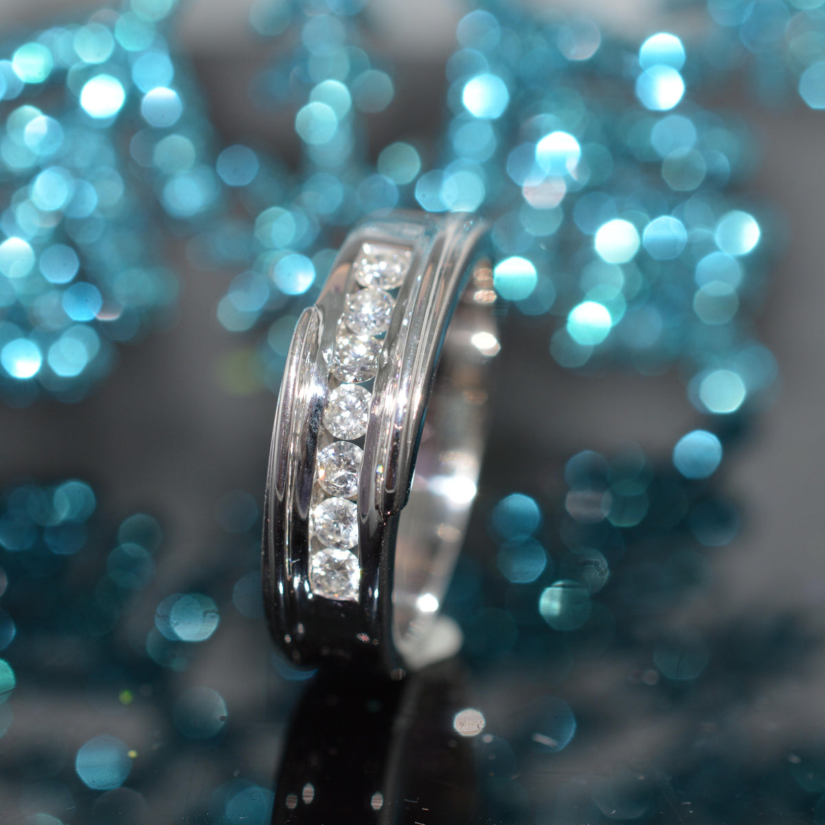 14K White Gold Gents Diamond Band Ring