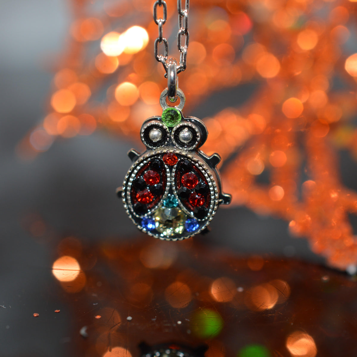 Antique Silver Plated Ladybug Necklace by Firefly