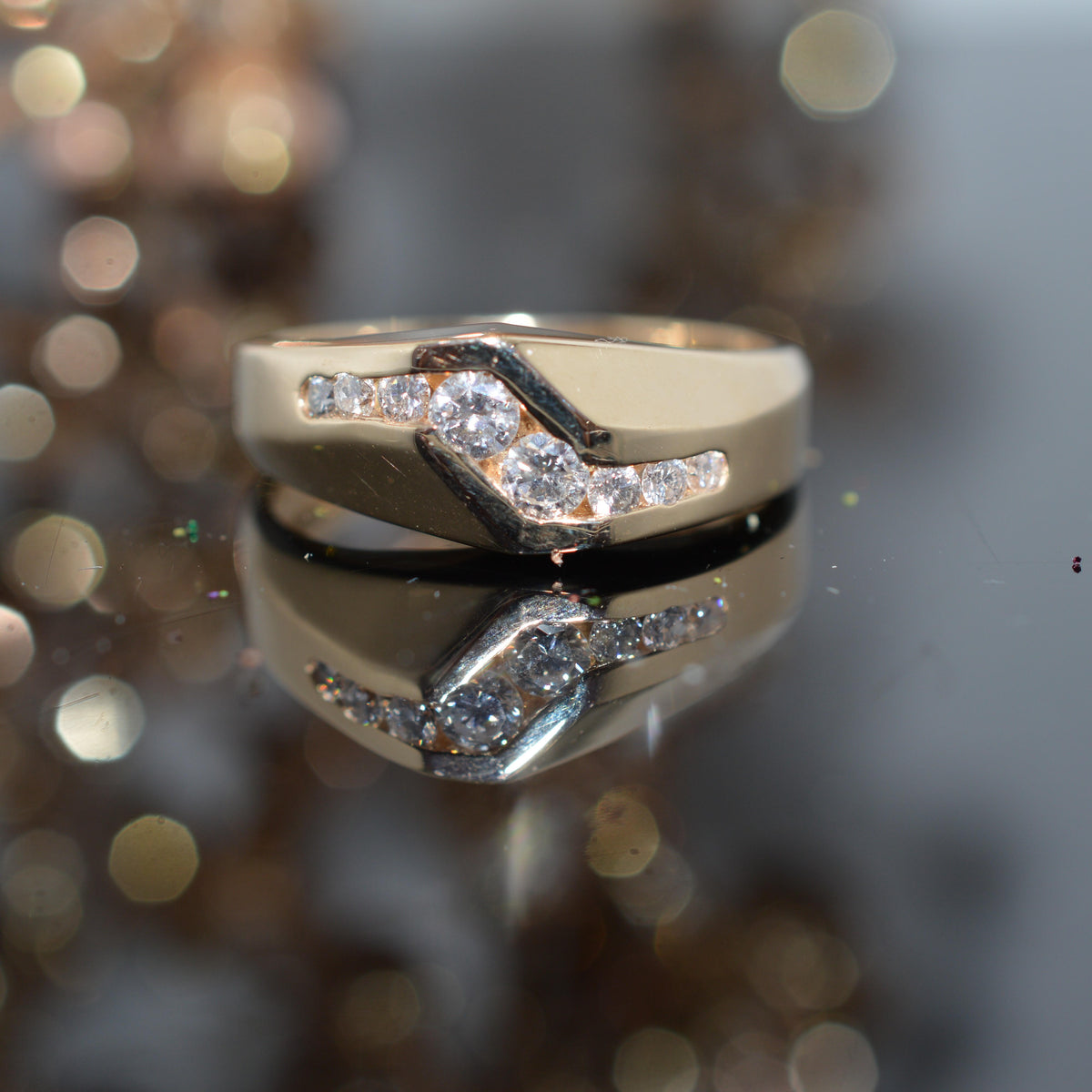 14K Yellow Gold Gents 1/2 Carat Total Weight Diamond Ring