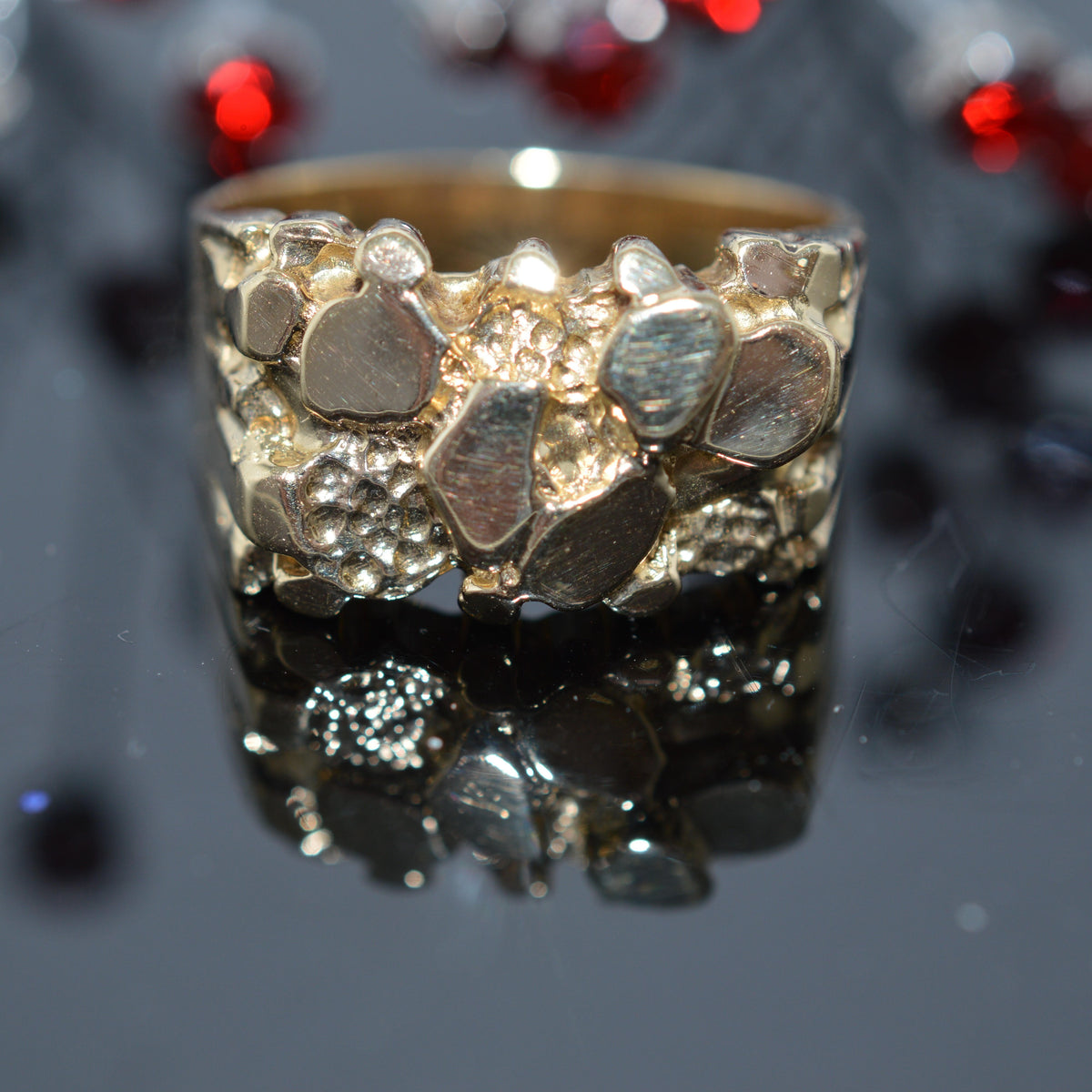Large 14K Yellow Gold Nugget Ring