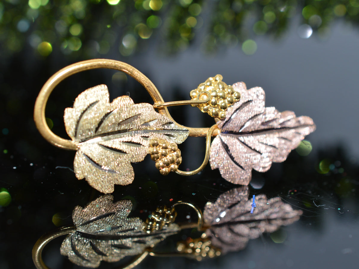 10K Tri-Color Black Hills Gold 2.75 Inch Long Brooch