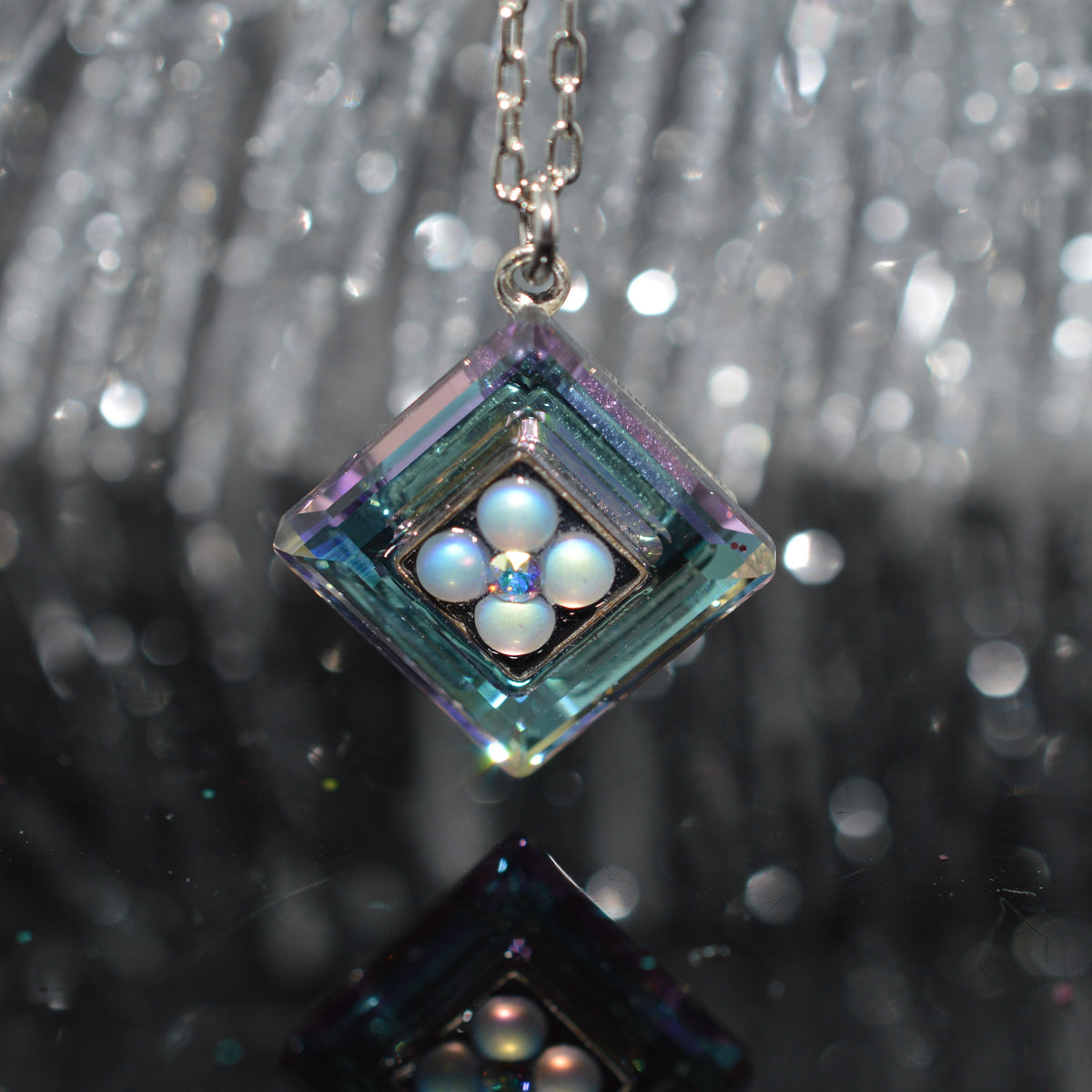 Antique Silver Plated Square La Dolce Vita Pendant by Firefly