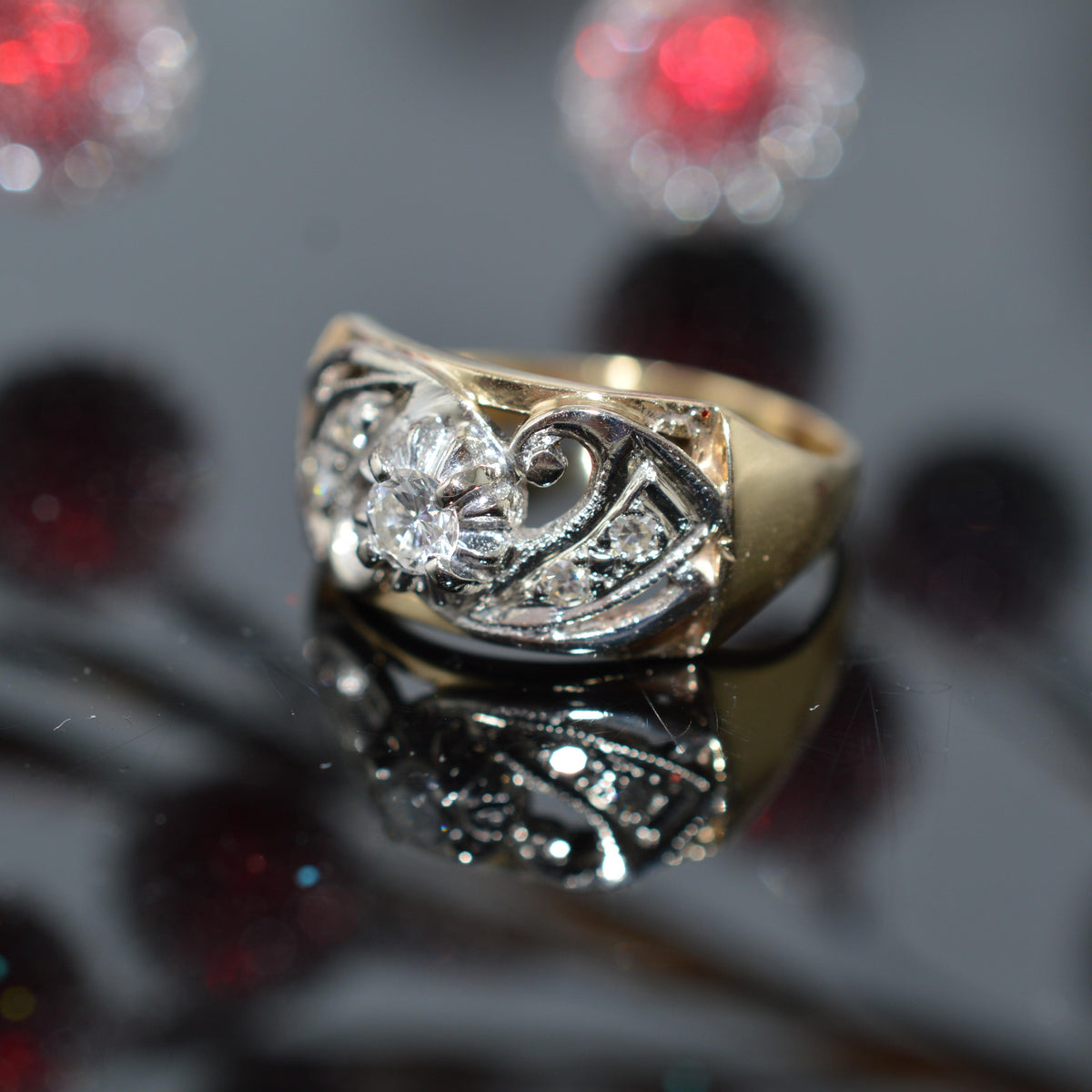 14K Two Tone Gold & Diamond Ring by Gothic
