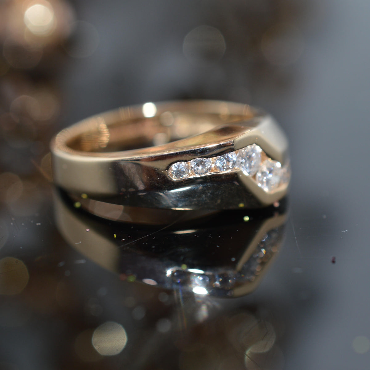 14K Yellow Gold Gents 1/2 Carat Total Weight Diamond Ring