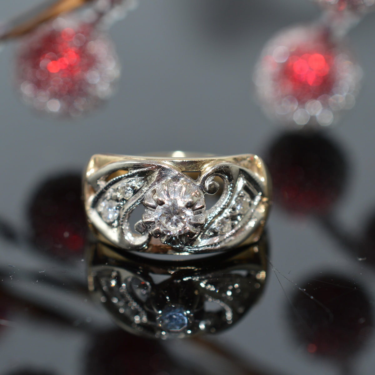 14K Two Tone Gold & Diamond Ring by Gothic