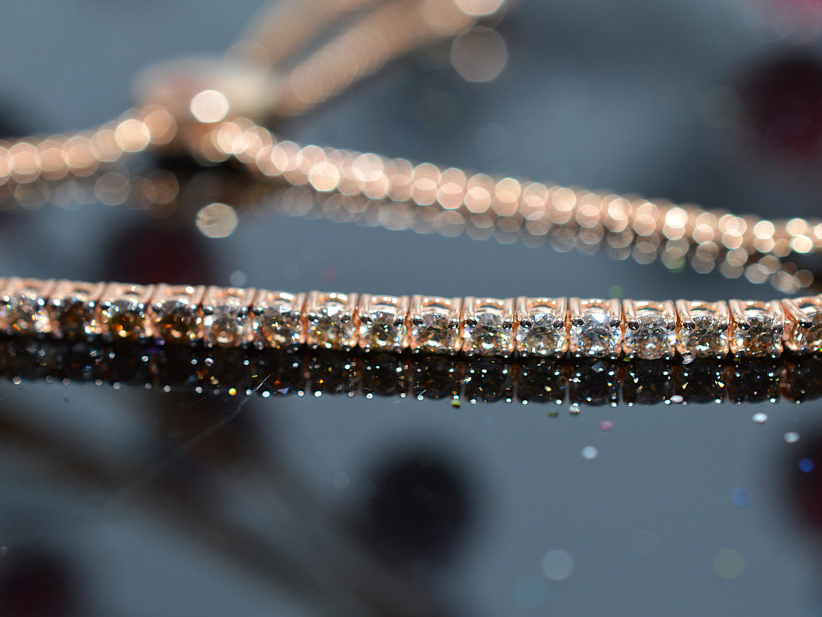14K Rose Gold 2 Carat Total Weight Ombre Desert Diamond Bolo Bracelet