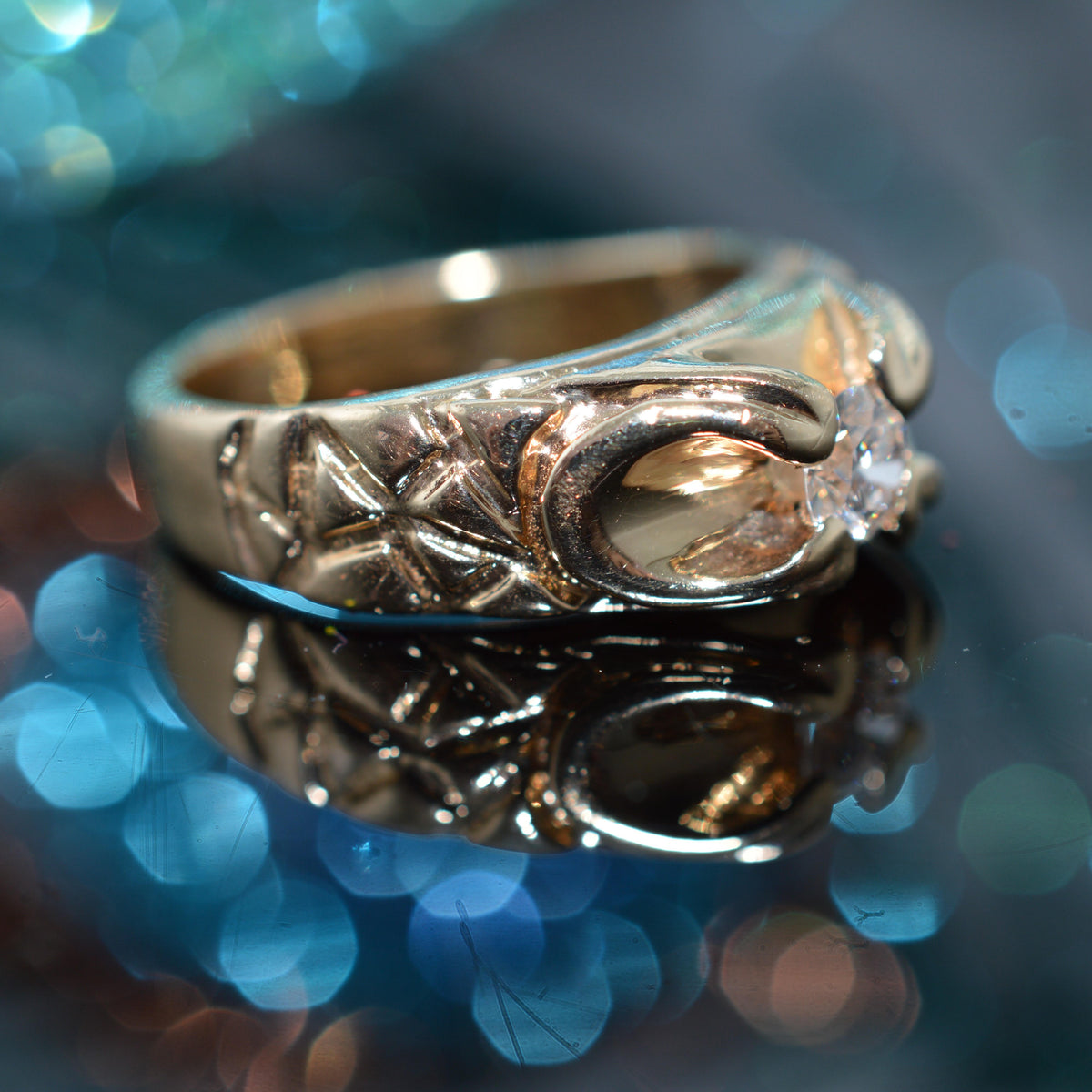 14K Yellow Gold 4 Prong Diamond Solitaire Ring