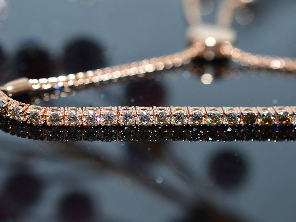 14K Rose Gold 2 Carat Total Weight Ombre Desert Diamond Bolo Bracelet