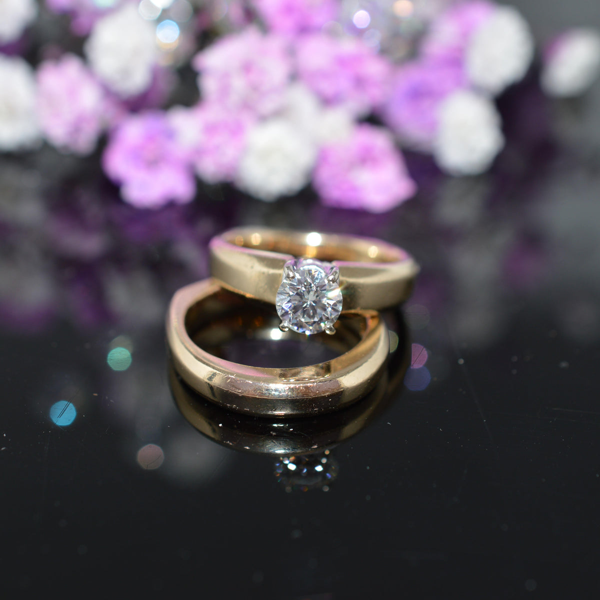 14K Yellow Gold 2 Piece Diamond Engagement Ring Set By "A. Jaffe & Son"