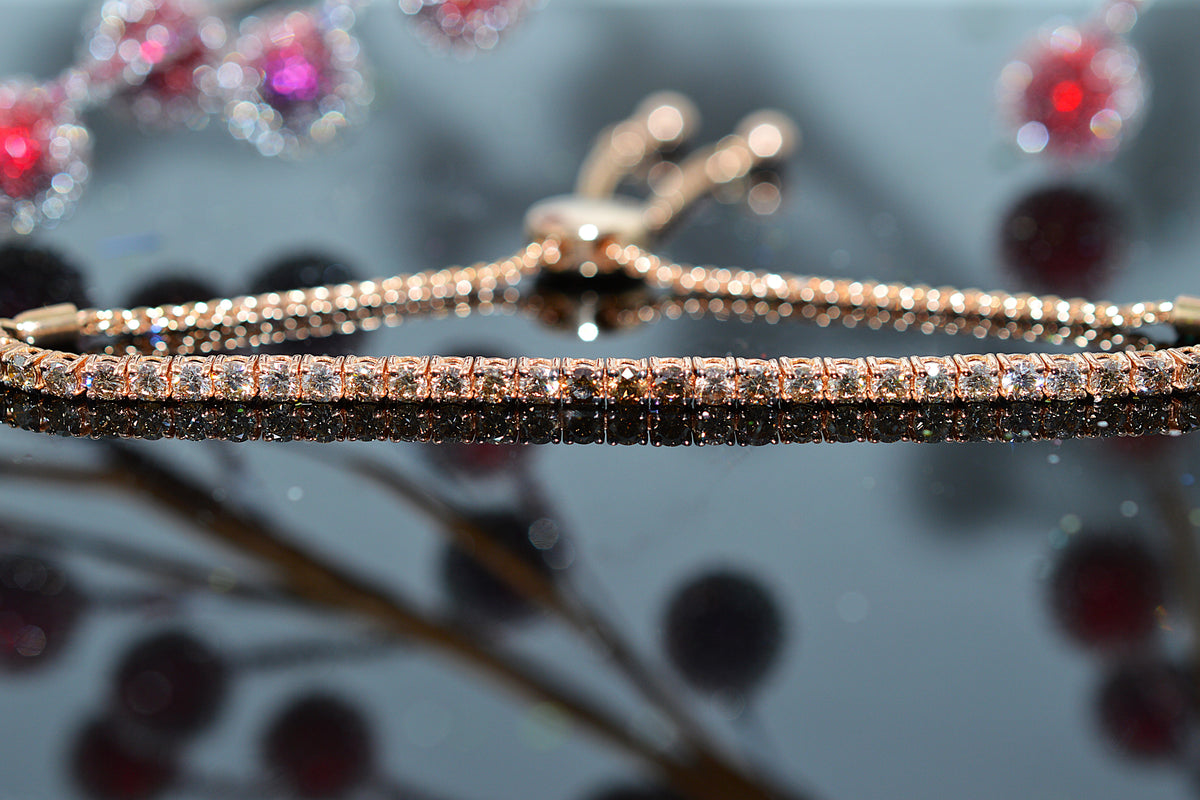 14K Rose Gold 2 Carat Total Weight Ombre Desert Diamond Bolo Bracelet