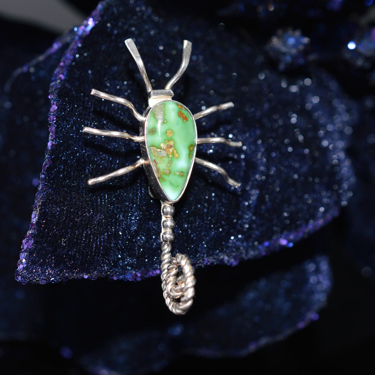 Sterling Silver Native American Sonoran Gold Turquoise Scorpion Brooch