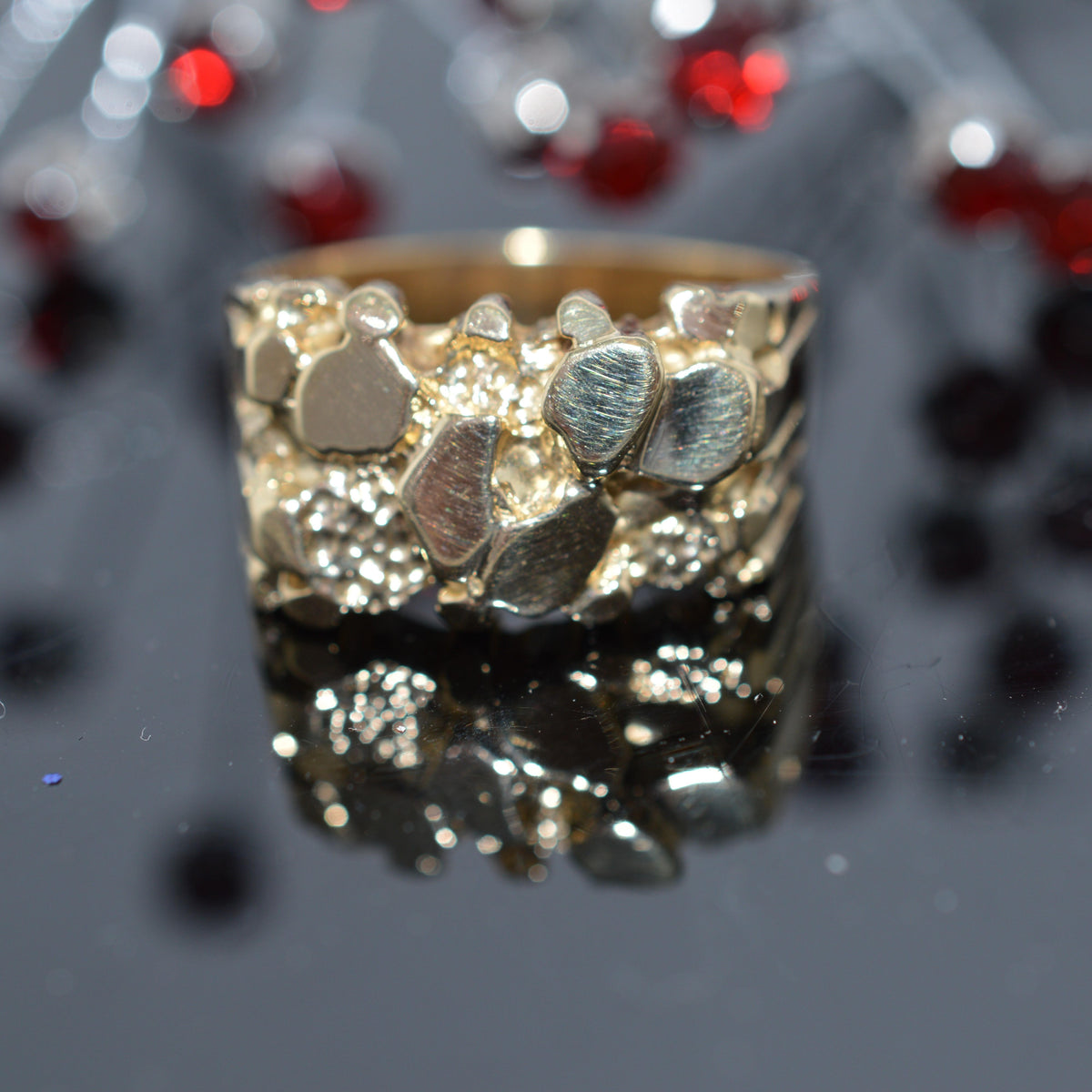 Large 14K Yellow Gold Nugget Ring