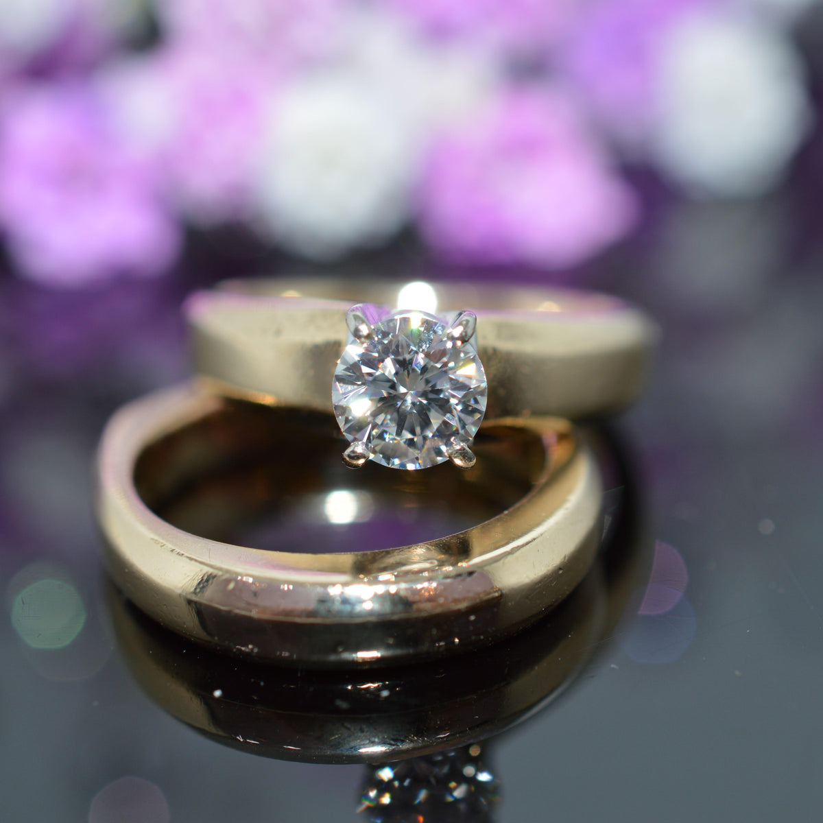 14K Yellow Gold 2 Piece Diamond Engagement Ring Set By "A. Jaffe & Son"