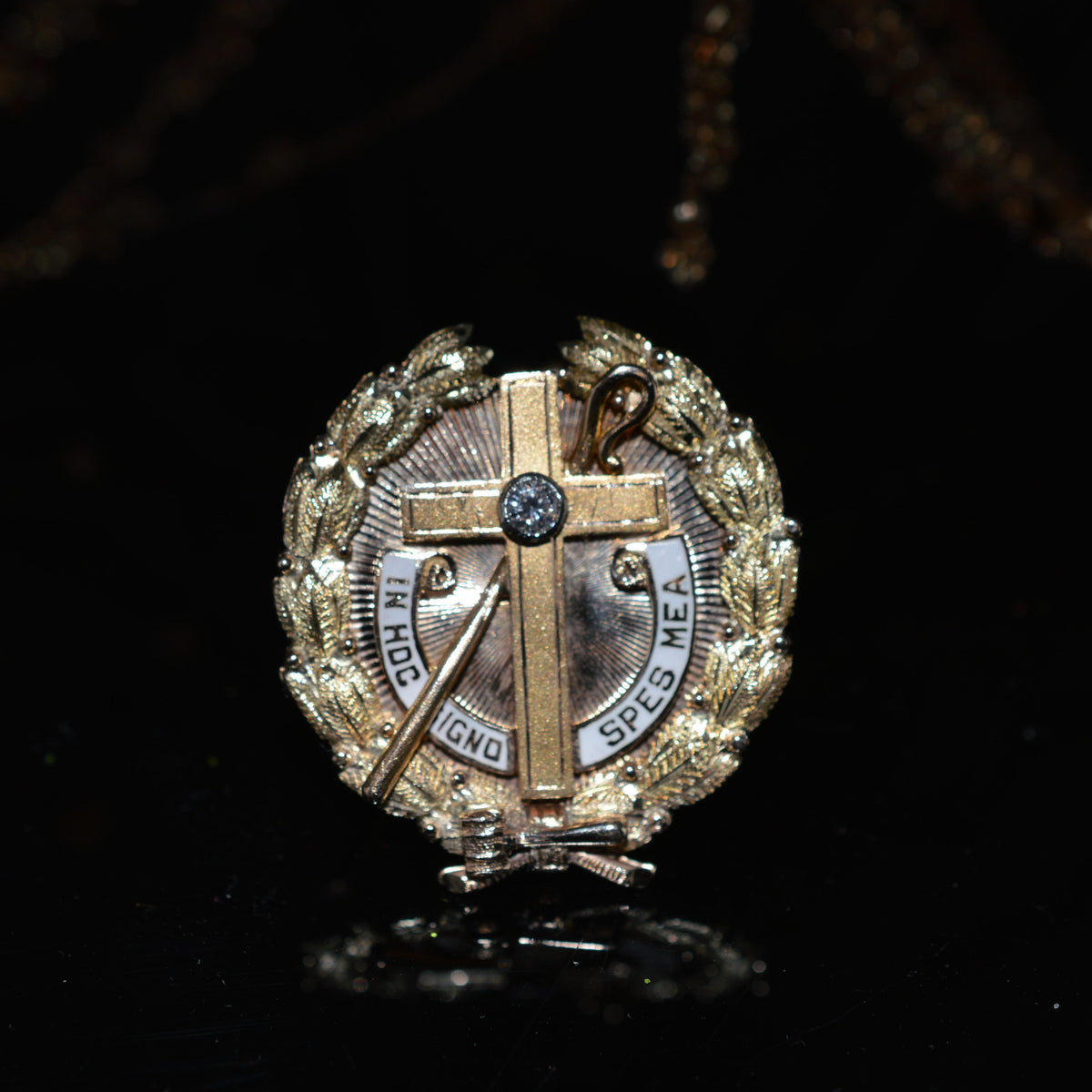 14K Gold Eastern Star High Priestess Brooch With Diamond
