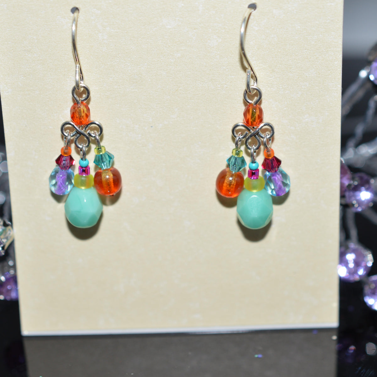 Antique Silver Plated Petite Chandelier Earrings by Firefly
