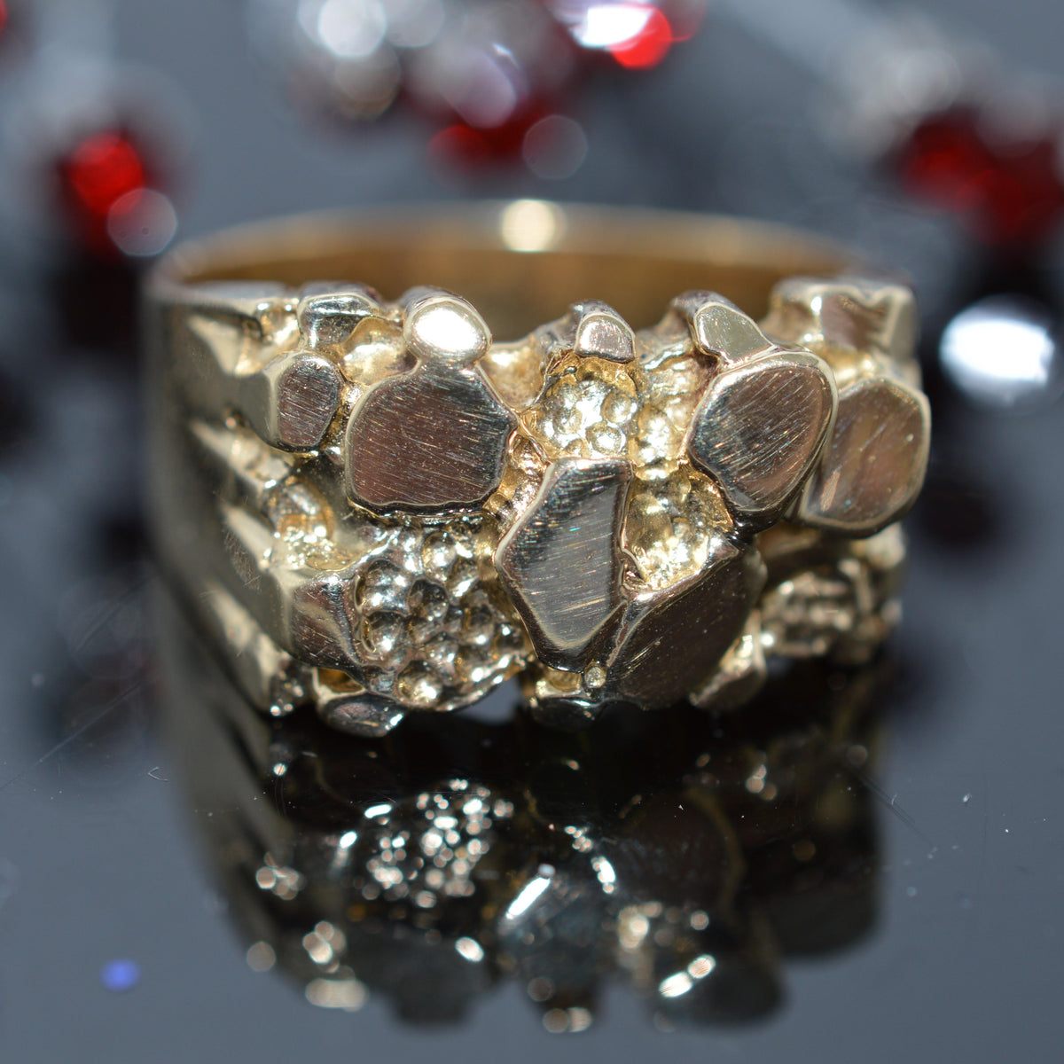 Large 14K Yellow Gold Nugget Ring