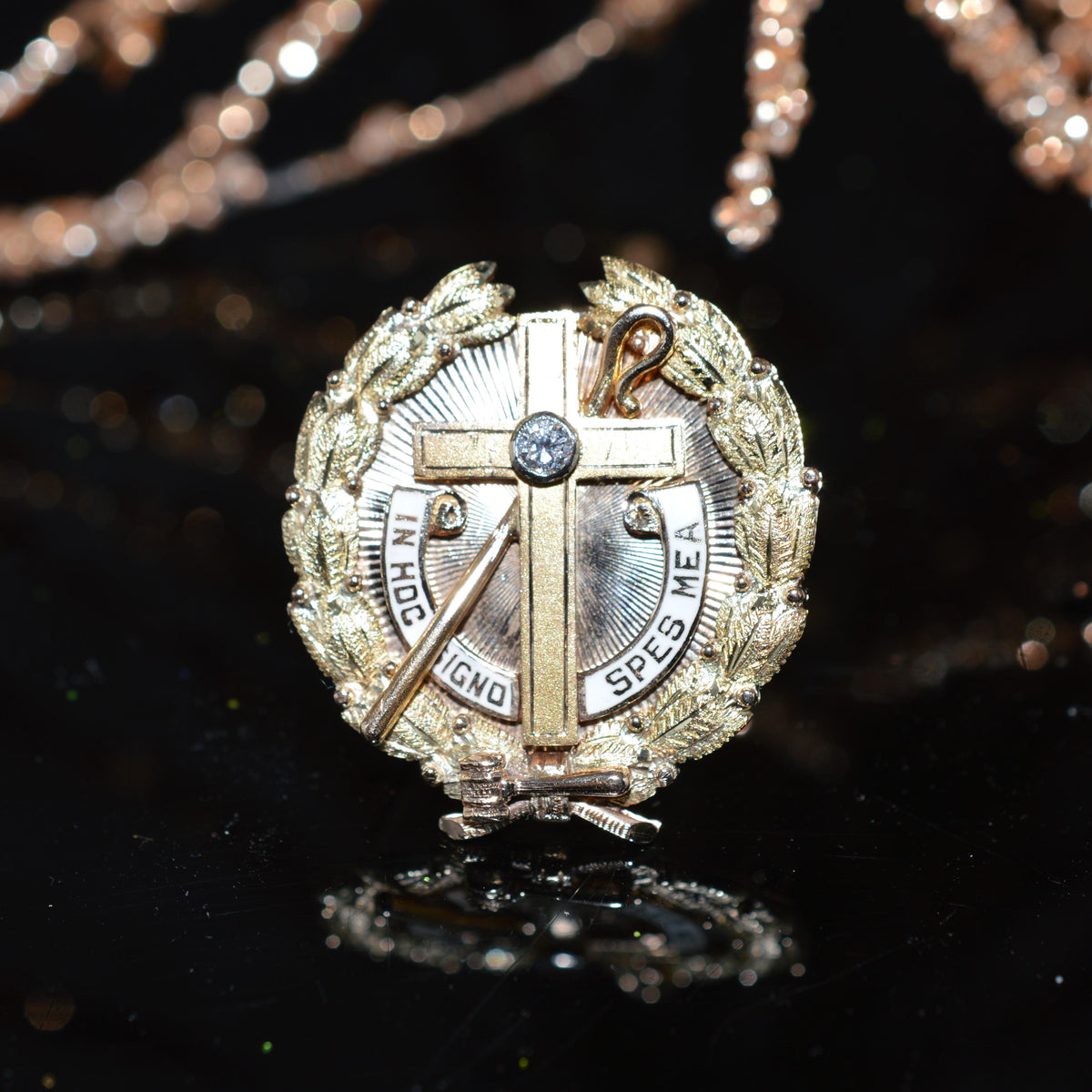 14K Gold Eastern Star High Priestess Brooch With Diamond