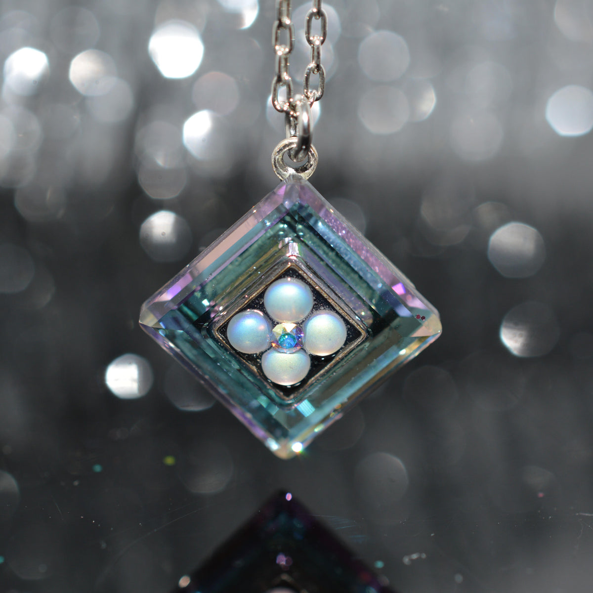 Antique Silver Plated Square La Dolce Vita Pendant by Firefly