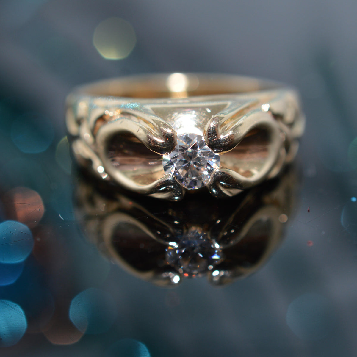 14K Yellow Gold 4 Prong Diamond Solitaire Ring