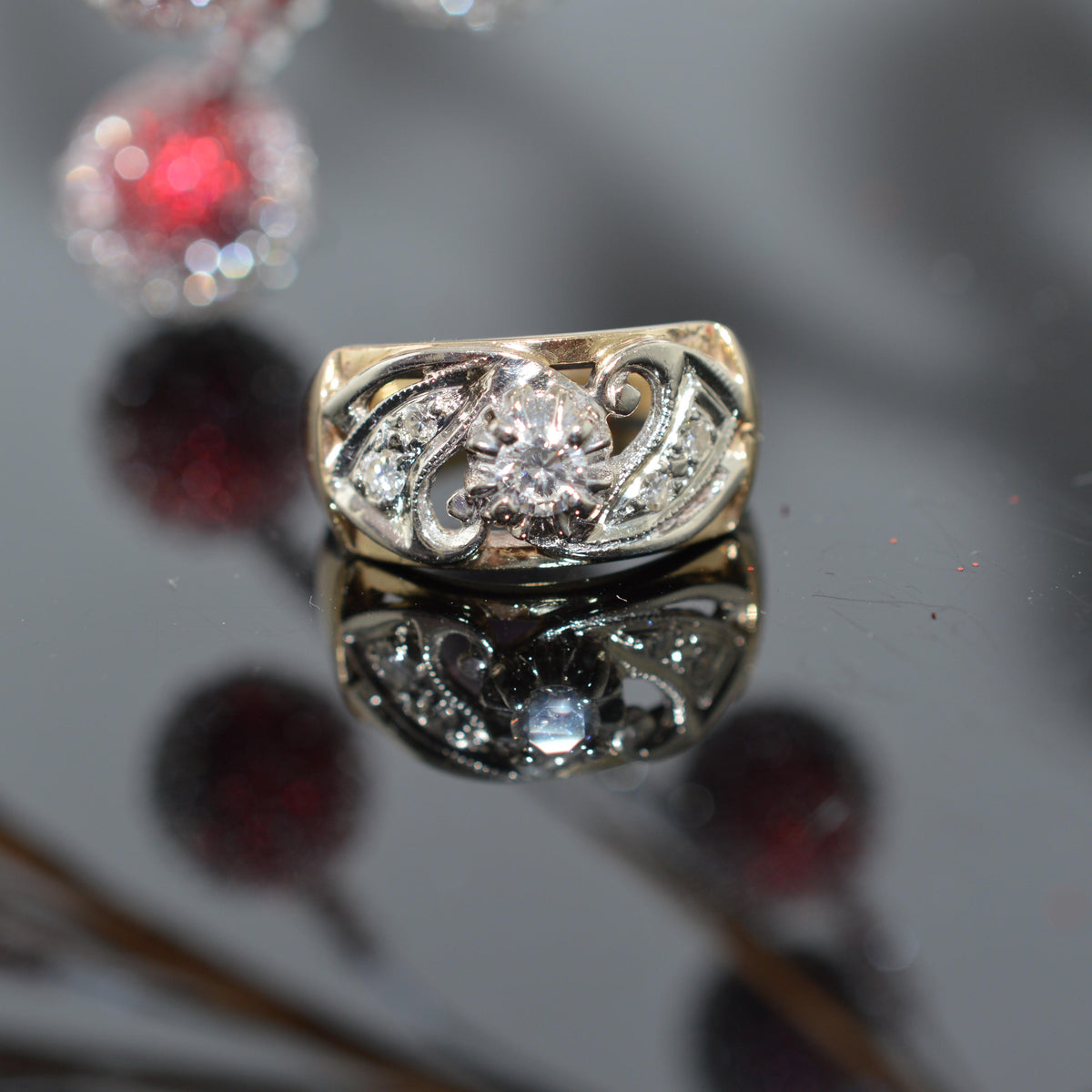 14K Two Tone Gold & Diamond Ring by Gothic