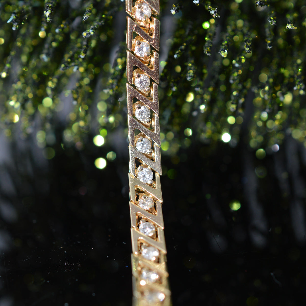14K Yellow Gold "Z" Link Diamond Bracelet