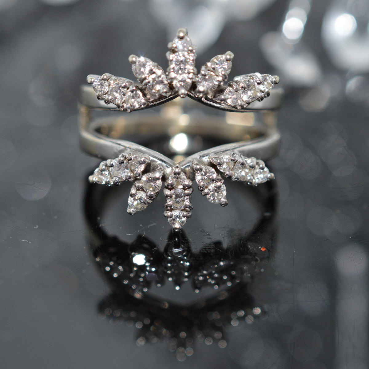 14K White Gold Vintage Diamond Ring Jacket